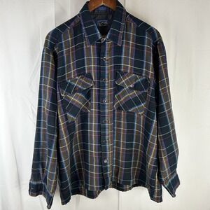 Vintage Backpacker‎ Flannel Plaid Button Up Shirt Multi Men's Size XL 1980's